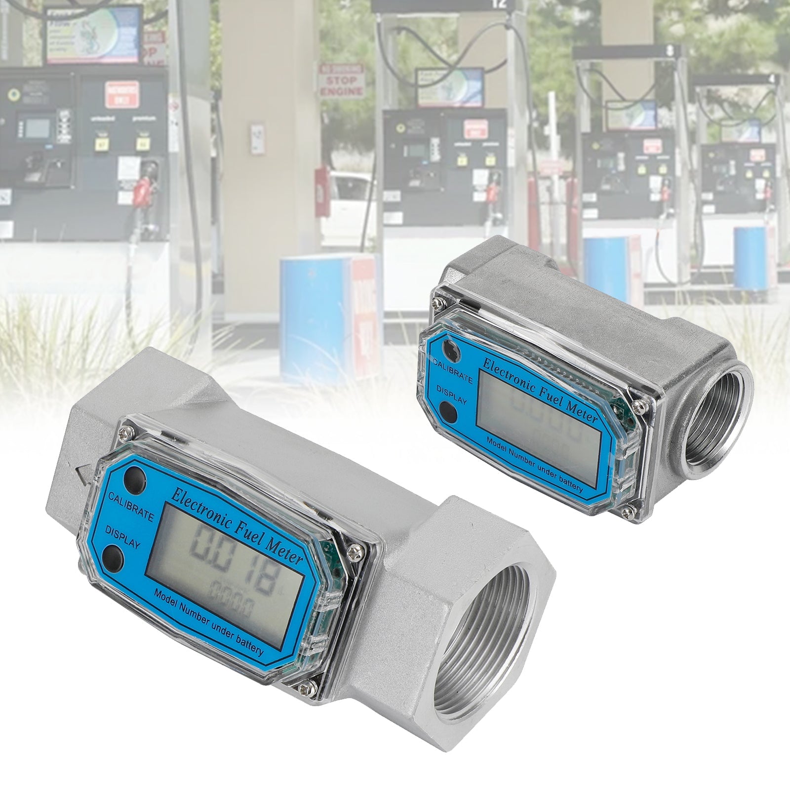 Digitaler Turbinen-Durchflussmesser – 1 Zoll NPT, 15–120 L/min, Für Diesel, Kerosin, Benzin – Inkl. Batterien (blau)
