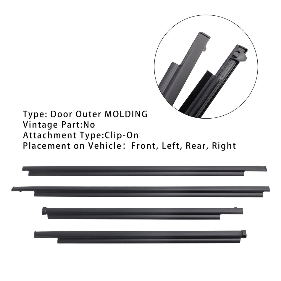 1996-2001 TOYOTA 4RUNNER 4 STÜCKE Türglas Gürtel Äußere Formteil Dichtungsstreifen