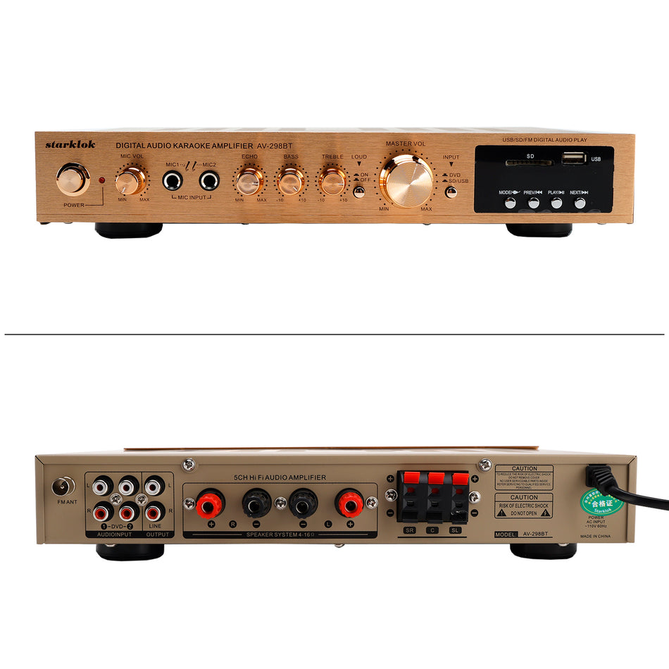 2000W 5CH Verstärker Amplificador HiFi Stereo AV Surround Verstärker SD FM Hause
