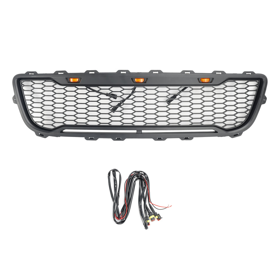 Frontgrill in Wabenoptik, mattschwarz, passend für Ford F150 (1999–2003), mit LED