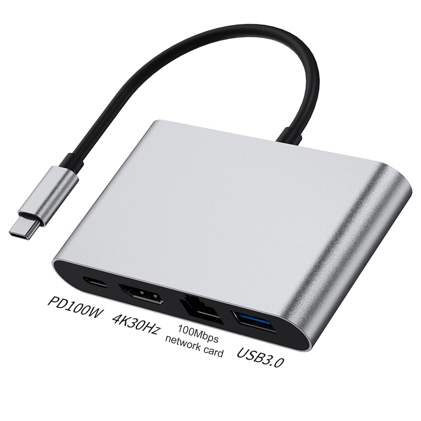 4-in-1-Dockingstation TYPE-C auf RJ45 100M HDMI USB3.0 PD-Schnittstelle für MacBook