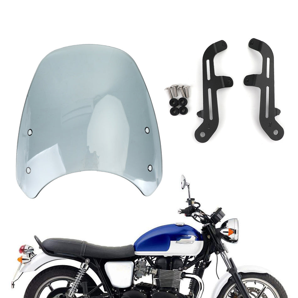 Kunststoff Windschild Windschutzscheibe für Triumph Bonneville T100 T120 Grau