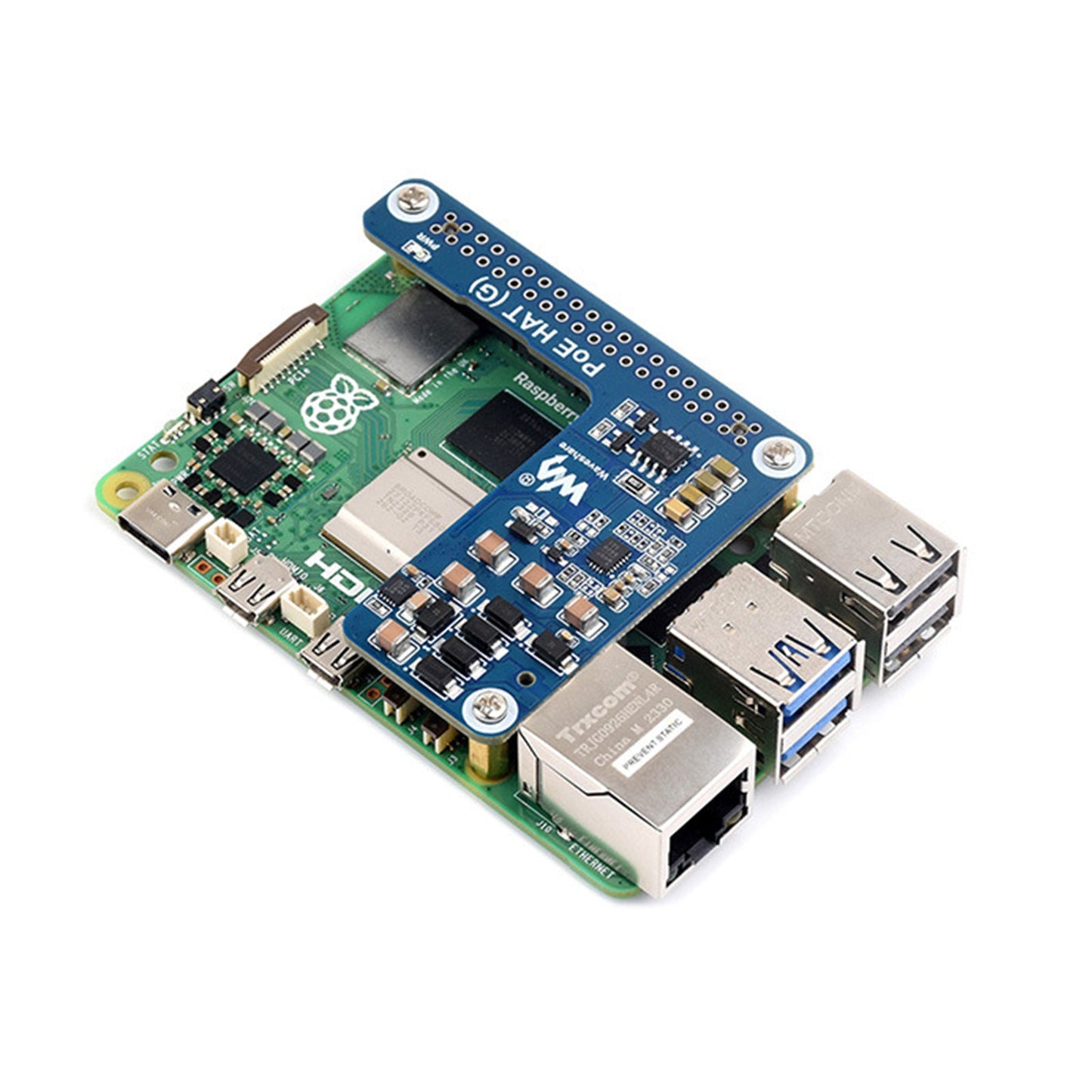 Raspberry Pi 5 Ethernet-Erweiterungskarte PoE-Stromversorgungsmodul 802.3af/at