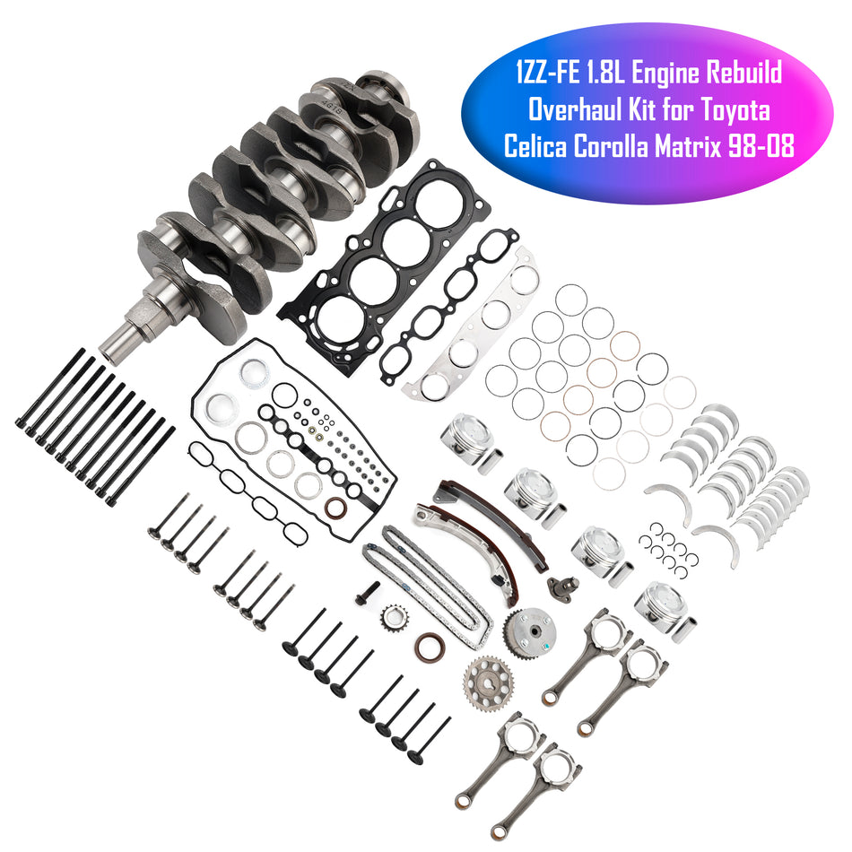 1ZZ-FE 1.8L Engine Rebuild Overhaul Kit for Toyota Celica Corolla Matrix 98-08