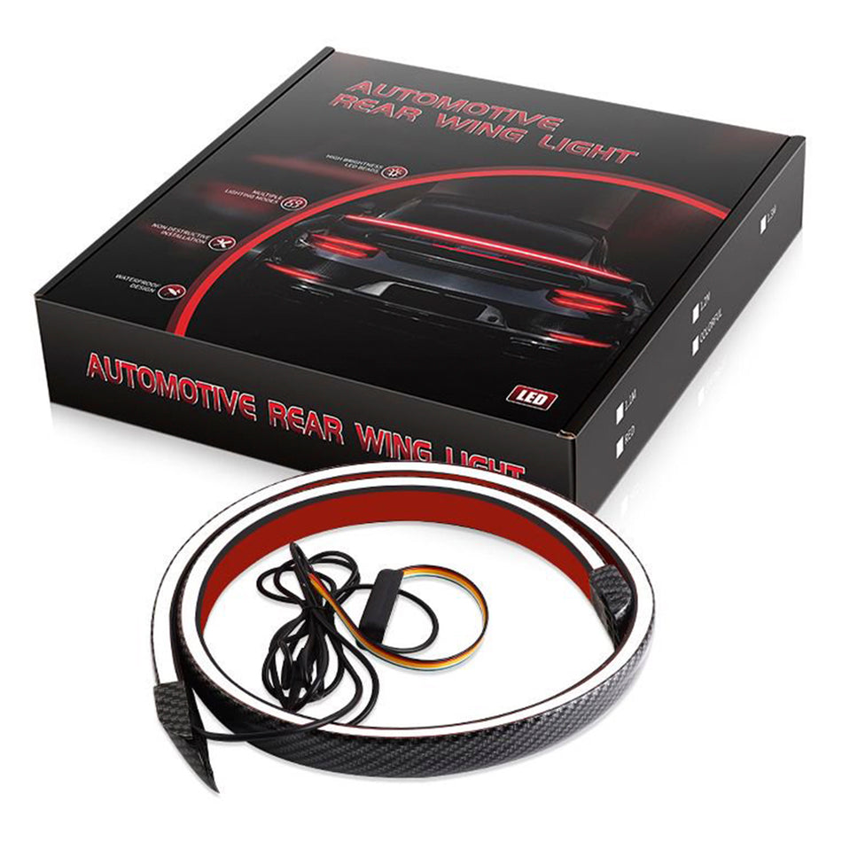 Car Tail Streamer Lamp Carbon Fiber Light Rear Wing Spoiler Lip Brake Trunk Multicolour 1.3M