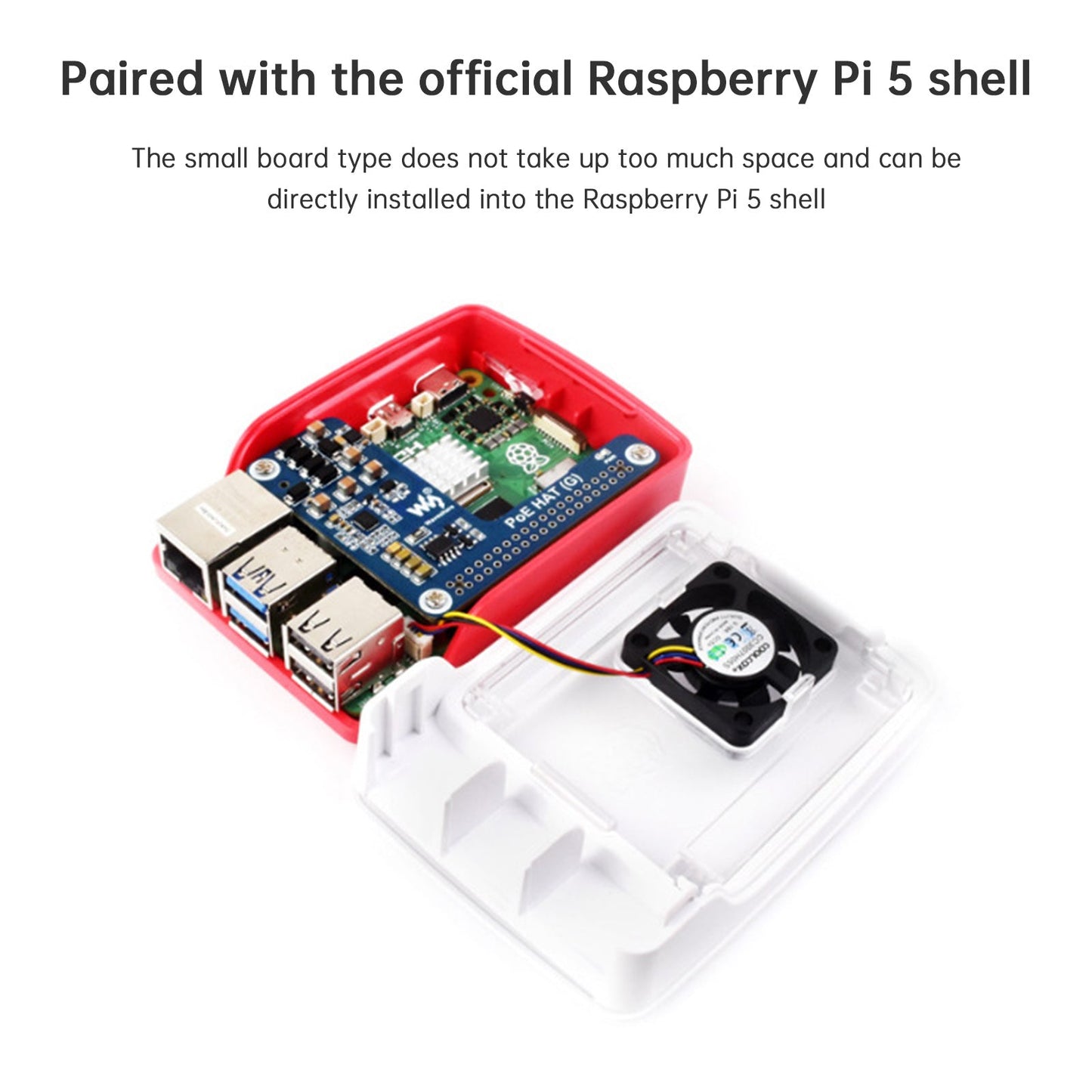 Raspberry Pi 5 Ethernet-Erweiterungskarte PoE-Stromversorgungsmodul 802.3af/at