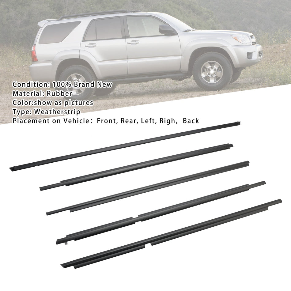 2003-2009 Toyota 4Runner 5-teiliges Tür-Gurt-Dichtungsprofil 68161-35060 68163-35030