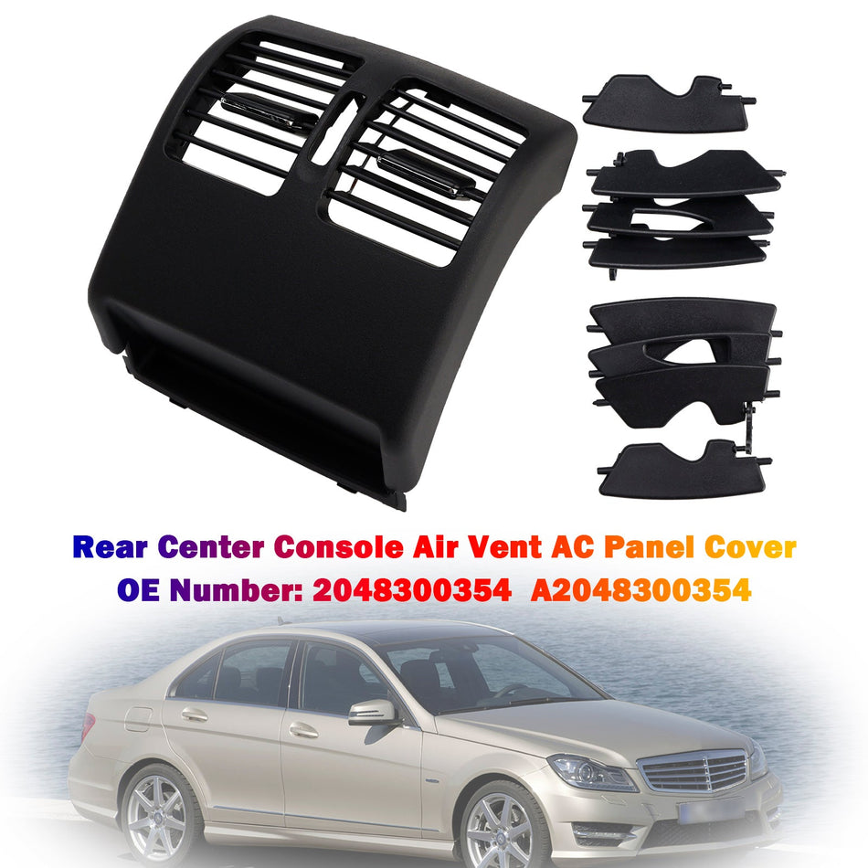 Abdeckung für die Lüftungsdüsen der hinteren Mittelkonsole der Mercedes-Benz C-Klasse W204 (2007–2014), schwarz