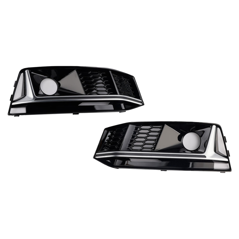 2016–2019 Audi A4 B9 S4 2-teiliger Nebelscheinwerfergrill in Schwarzchrom für die Frontstoßstange