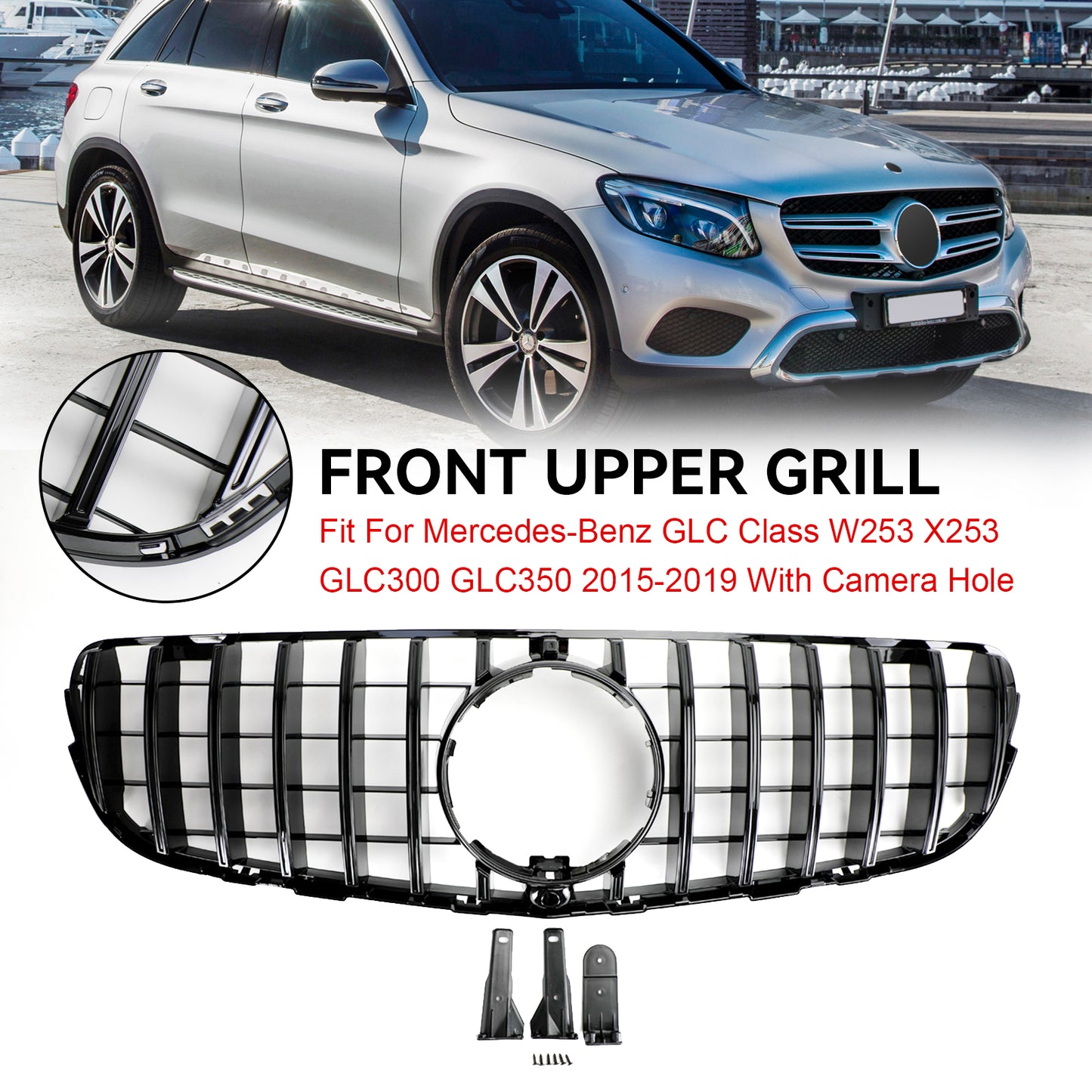 Front Bumper Grille Grill Für Mercedes Benz GLC X253 C253 2015-2019 Gloss Black