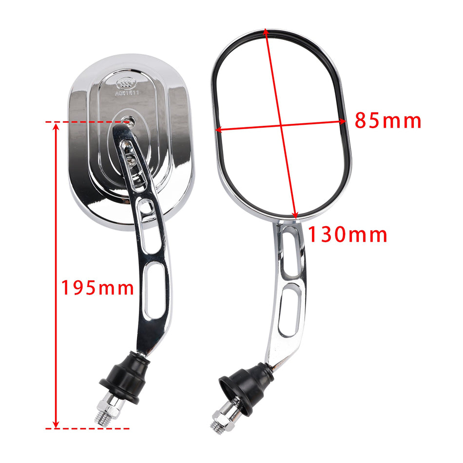 Paar verchromte Spiegel, links und rechts, 10 mm, für Motorrad-Chopper