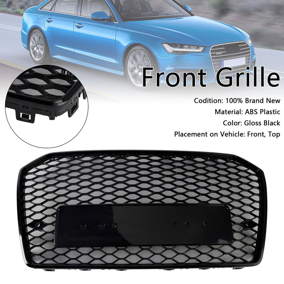 RS6 Style Front Honeycomb Mesh Grille Grill Für Audi A6 S6 C7 2016-2018 Black