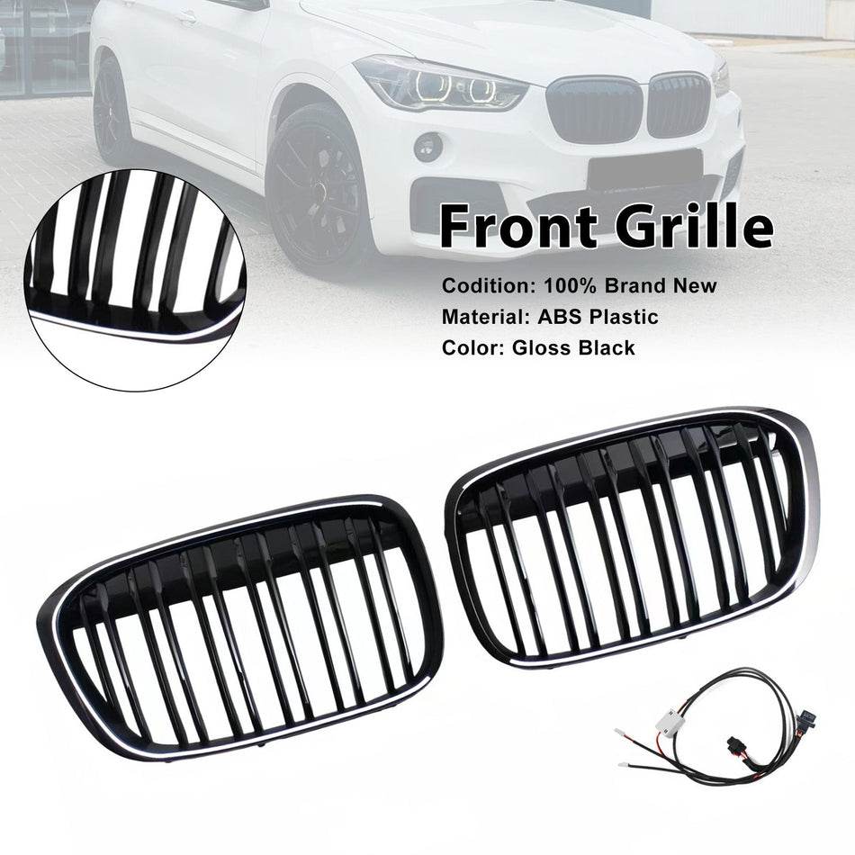 2016–2019 Passend für BMW X1 F48 F49 Frontgrill, zweireihig, glänzend schwarz