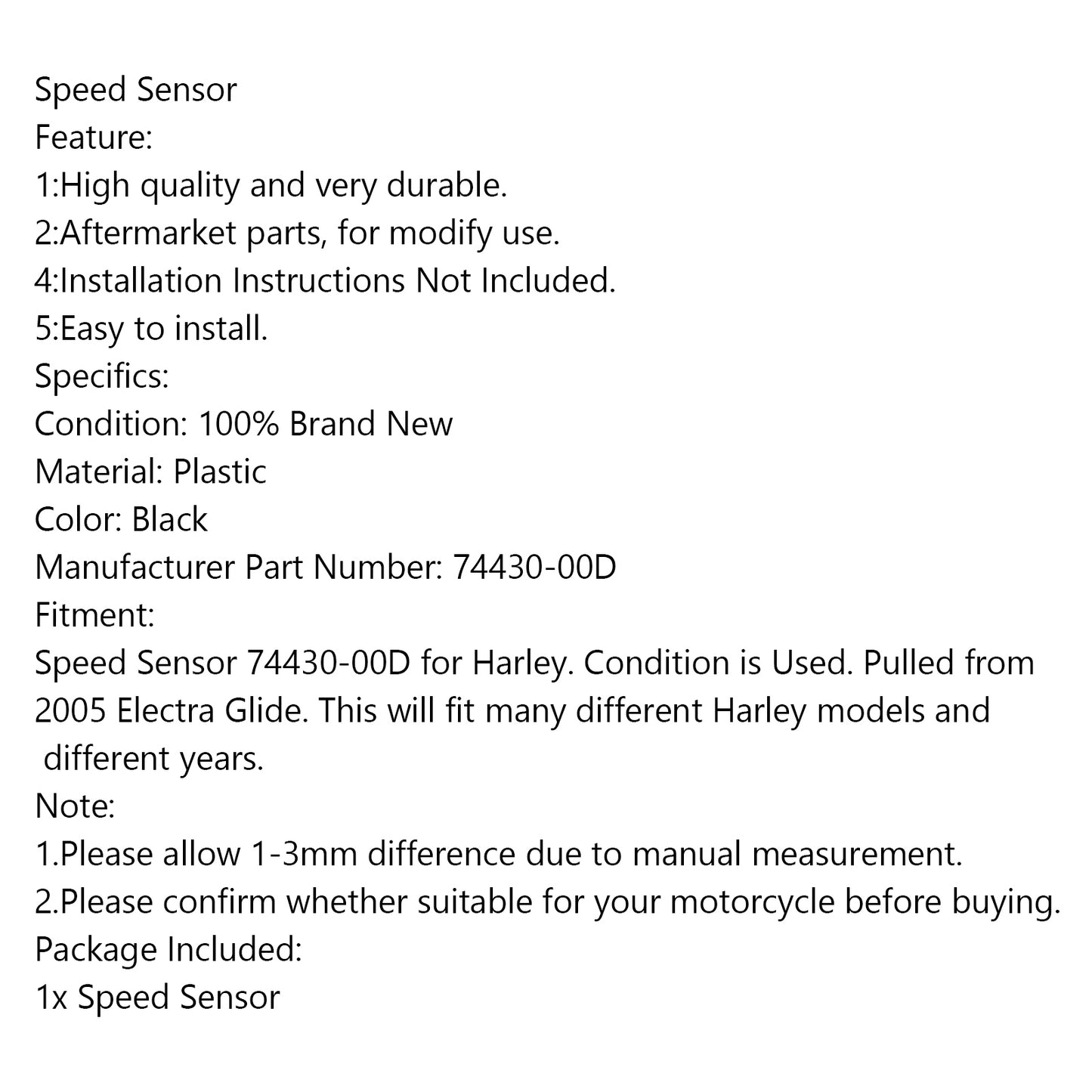 Tacho Sensor für Harley Touring Softail 74430-00D 7443000/A/B/C