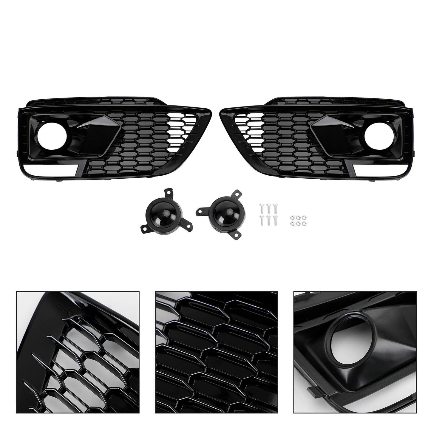 RSQ5 Black Front Honeycomb Fog Lamp Grilles Cover Für Audi Q5 SQ5 2018-2020