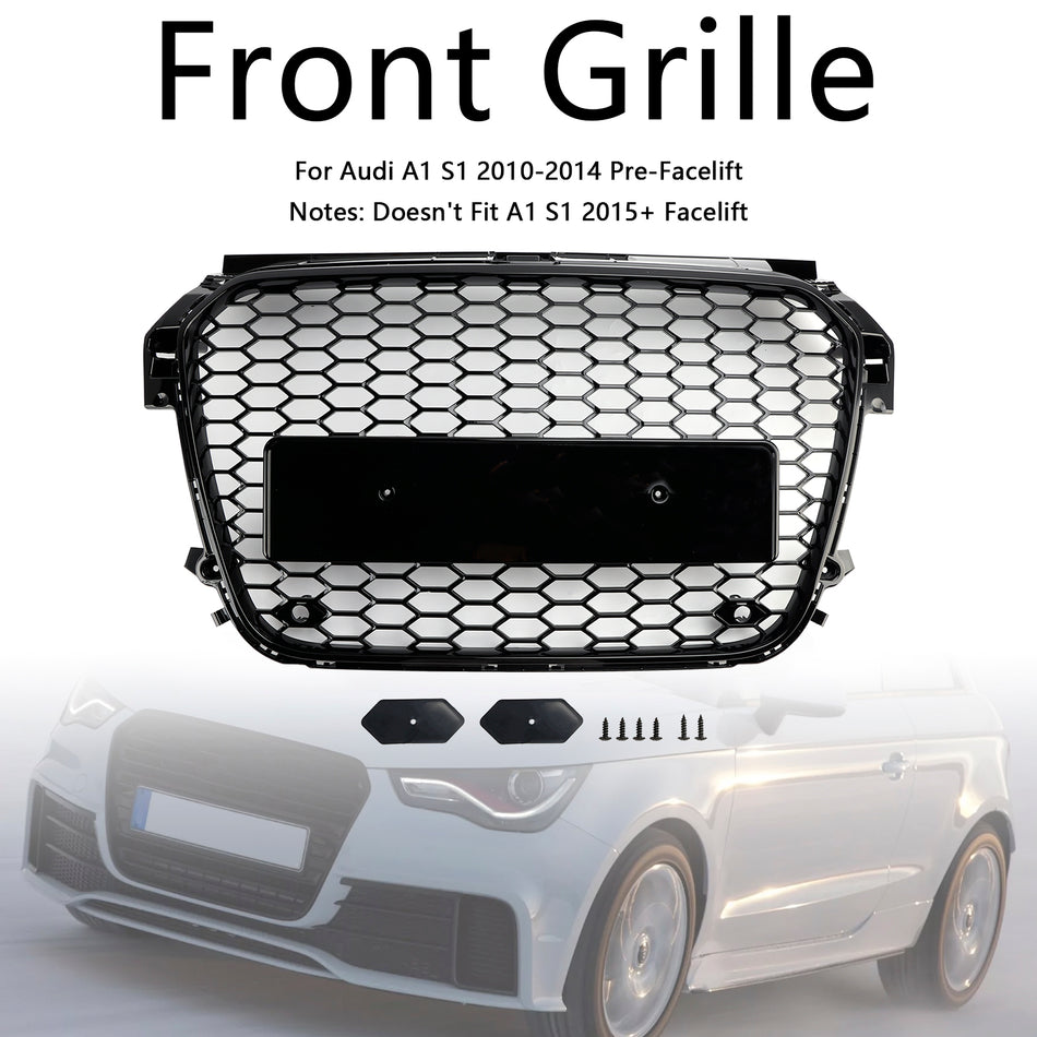Gloss Black Front Honeycomb Bumper Grill Grille Für Audi A1 S1 2010-2014