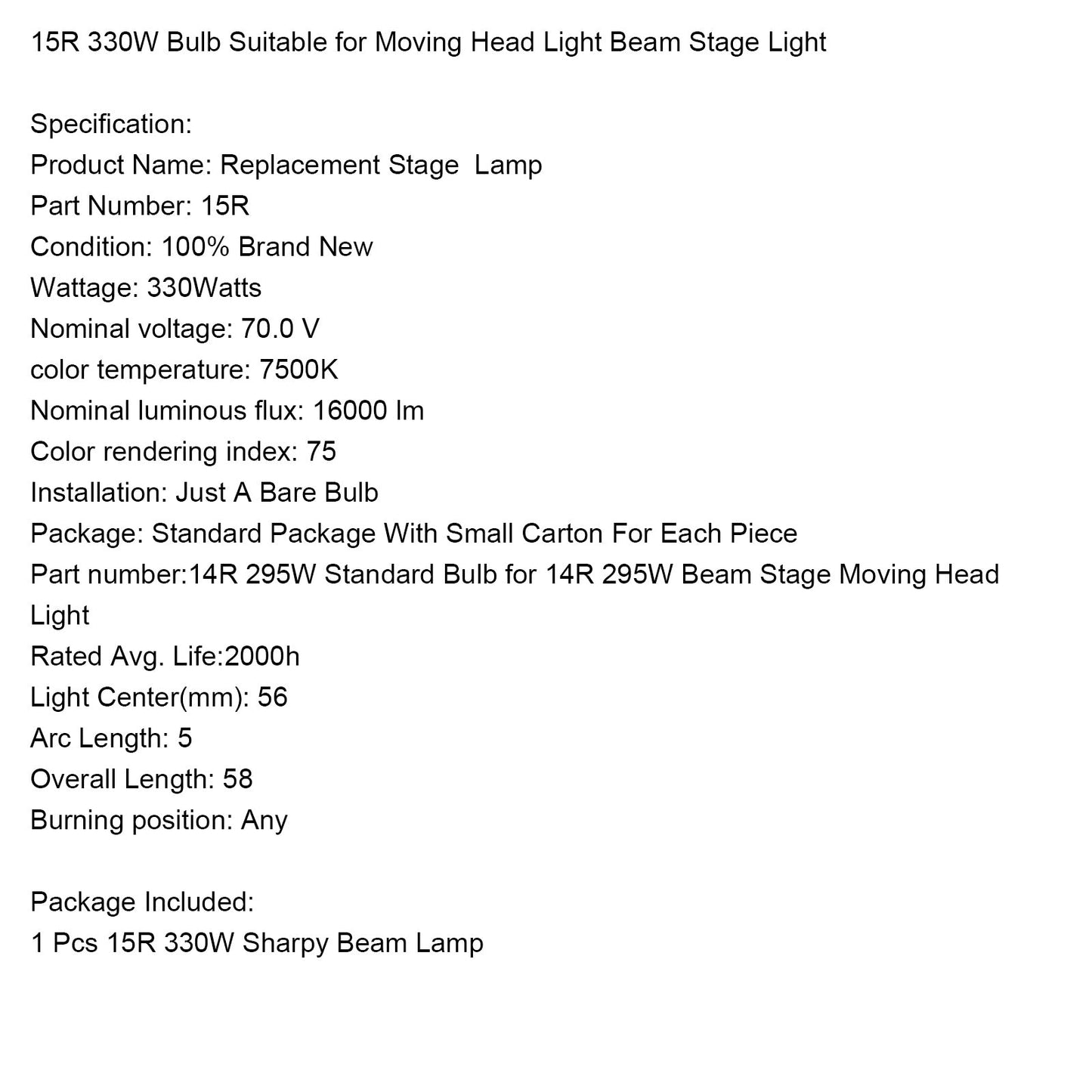 MSD 20R 440W Lampe Sharpy Beam Moving Head Ersatzbirne Bühnenshow-Beleuchtung