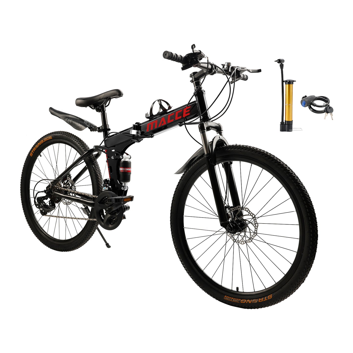 26" Räder 27 Gang Doppelscheibenbremse Klapp-Mountainbike MTB für Erwachsene Schwarz