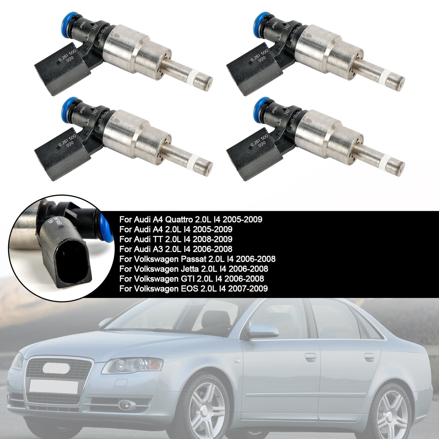 2008–2009 Audi TT 2.0L I4 4-teiliges Kraftstoffeinspritzventil 06F906036A