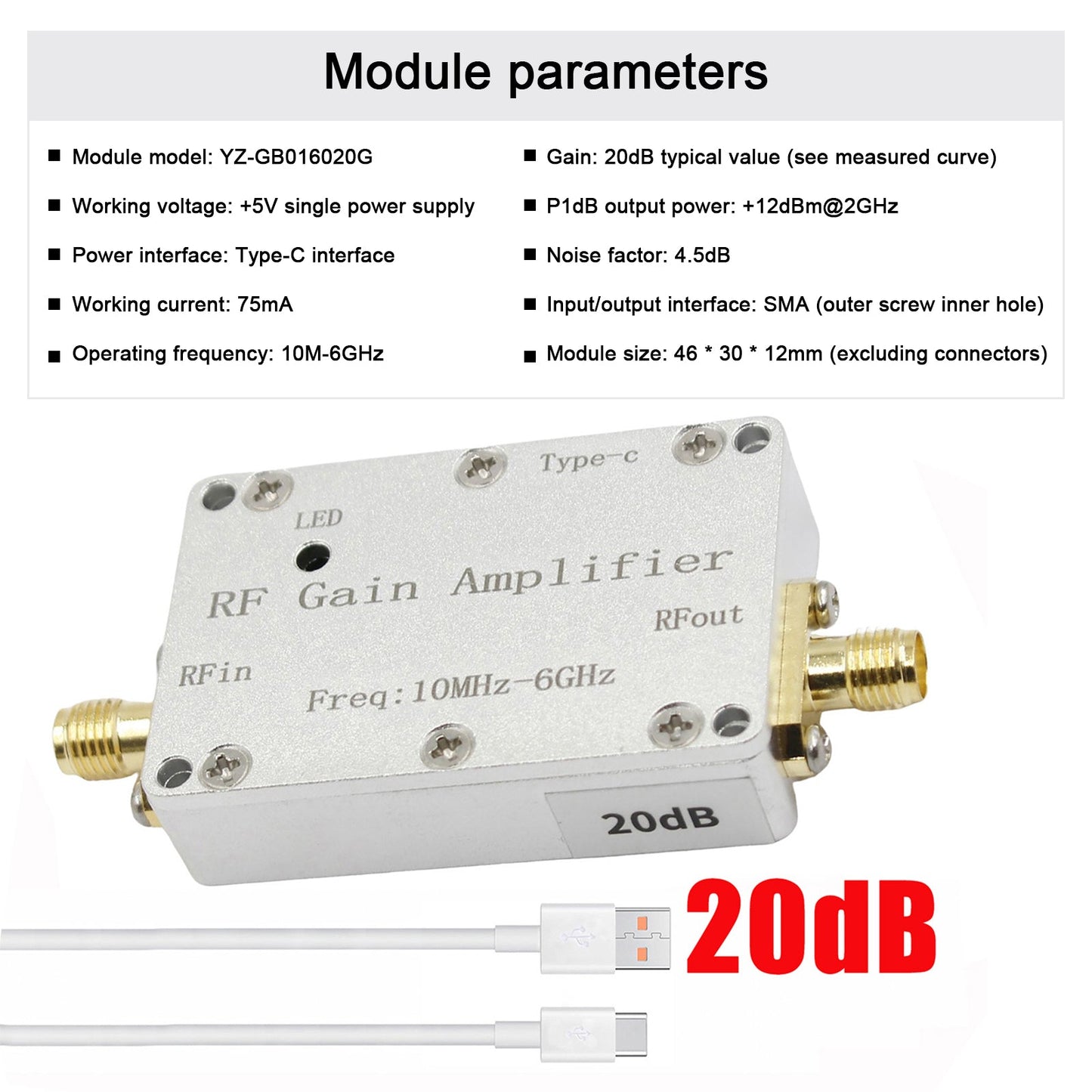 10M-6GHz HF-Verst?rker 10dB 20dB 30dB 40dB High Gain Treiber Empfangsverst?rker