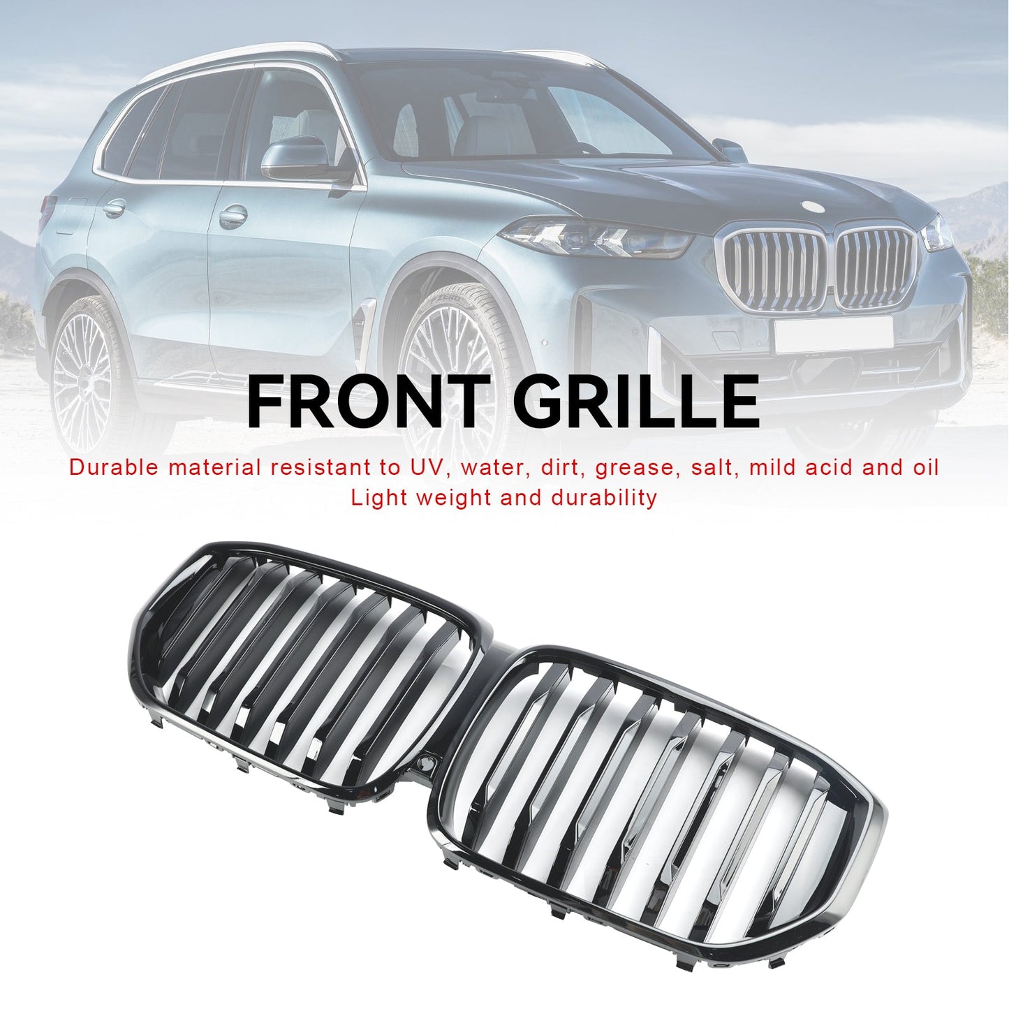 2024+ BMW G05 LCI X5 Single Line Kühlergrill schwarz glänzend für die Frontstoßstange