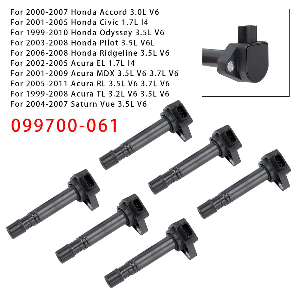 6PCS Zündspulen 099700-061 Für Honda &amp; Acura I4 V6 1999-2011