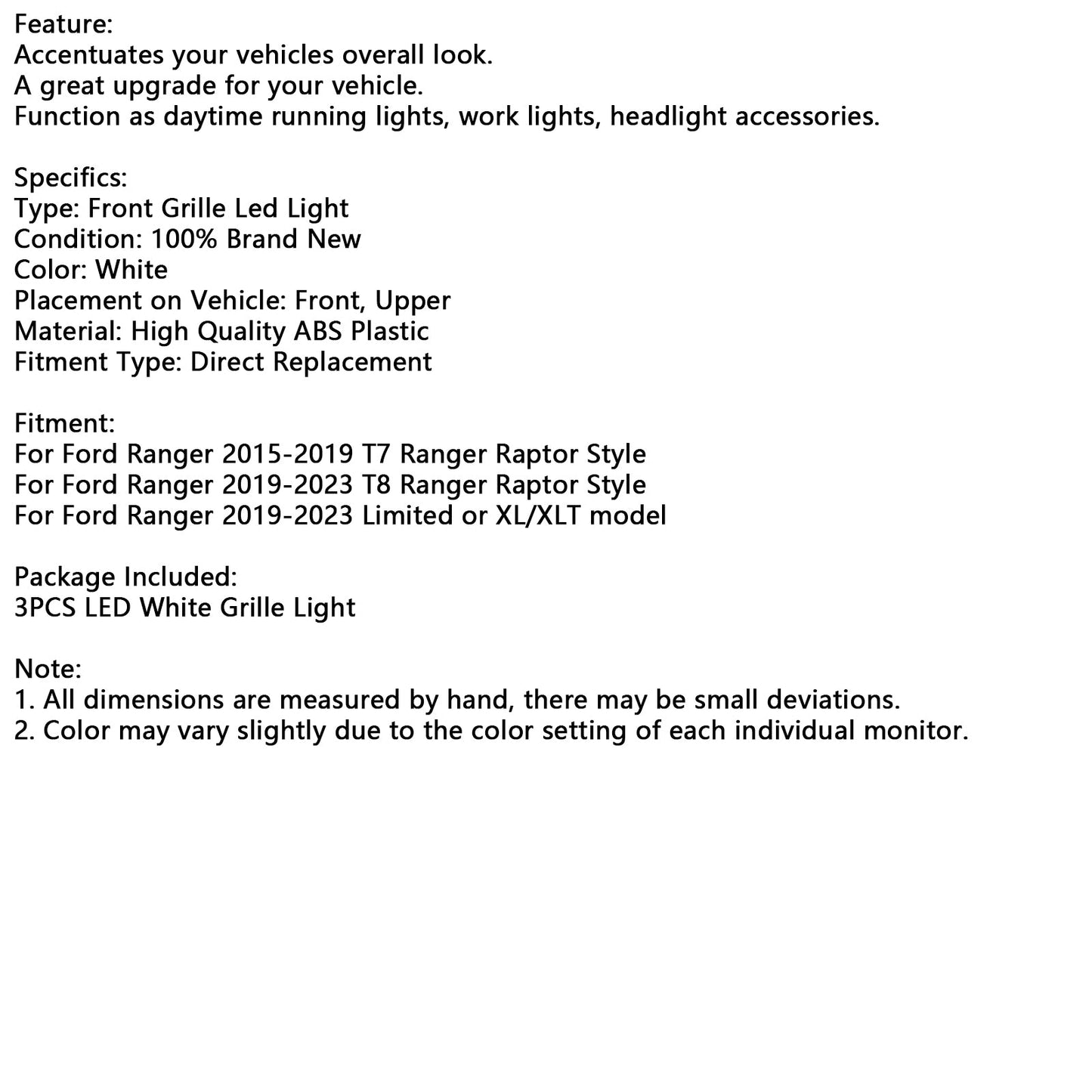 2019-2023 Ford Ranger Limited oder XL/XLT Modell Frontsto?stangengrill mit wei?em LED-Licht