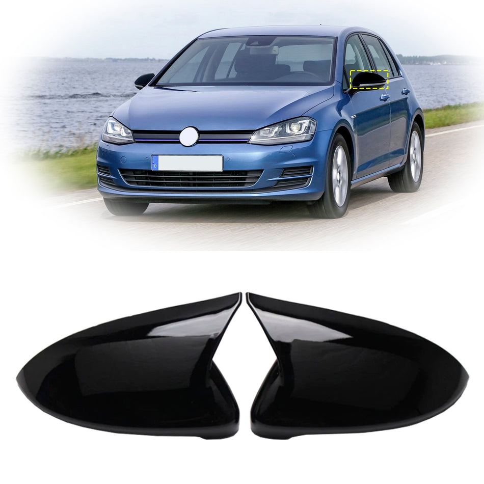 2pcs Gloss Black Door Wing Mirror Cover Caps Casing Für VW Golf MK7 2015-2019