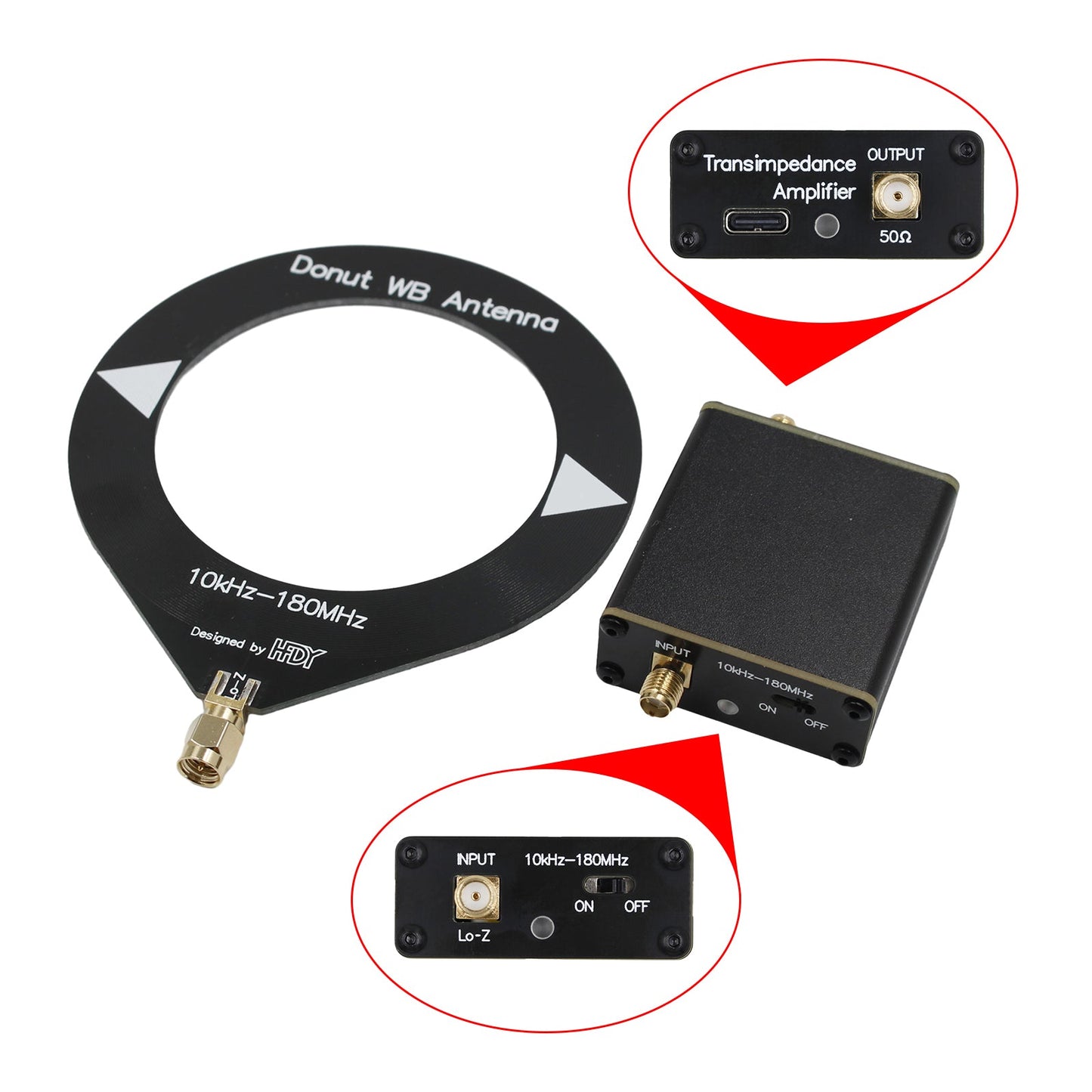 Der neueste verbesserte 10-kHz-180-MHz-Donut-Breitbandantennen-Niedrigimpedanzkonverter