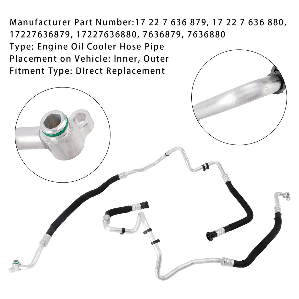 2X Motorölkühler Schlauch Rohr Einlass und Auslass Für BMW F02 F05 F06 535i 640i 740i