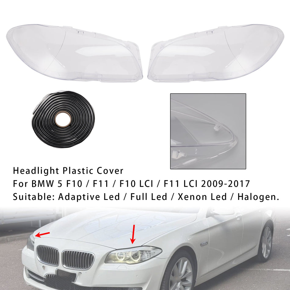 2009–2017 Für BMW 5 F10 F11 Linke + Rechte Scheinwerfer-Kunststoffabdeckung mit Dichtungssatz 171425-02 63117271912