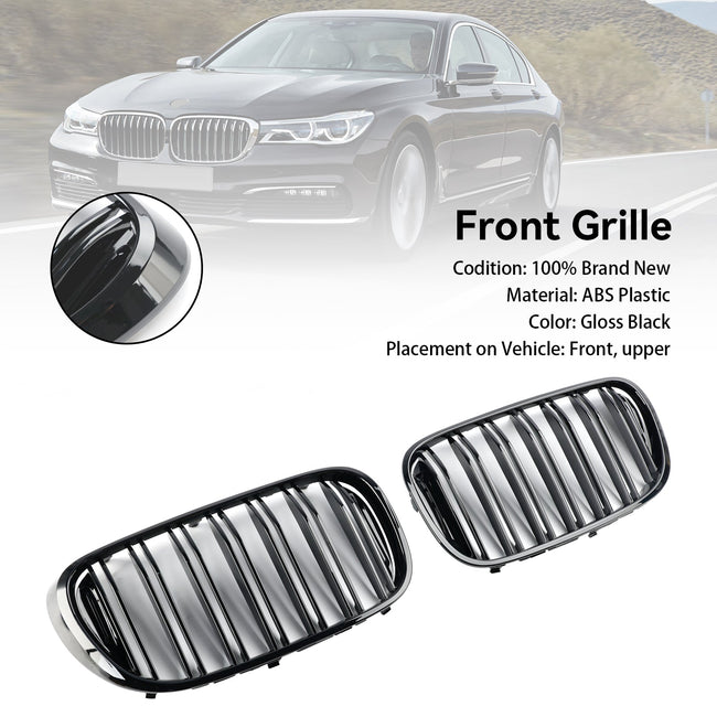 07.2015-01.2019 BMW 7er G11 Limousine 5-Türer Vor-Facelift Schwarz 2 Lamellen Front Nierengrill