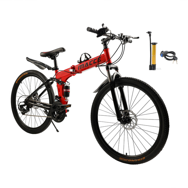 26" Räder 27 Gang Doppelscheibenbremse faltbares Mountainbike MTB für Erwachsene Rot