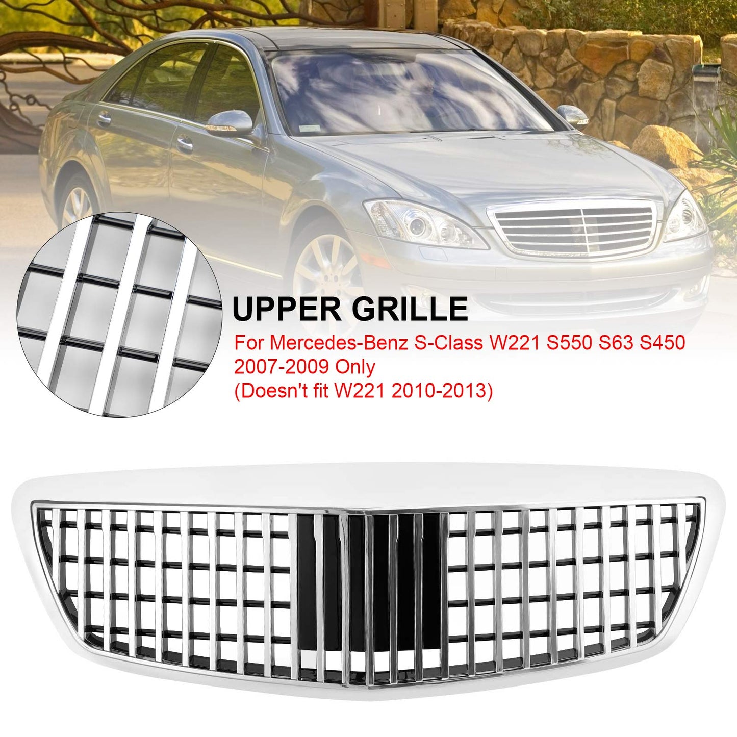 MayBach Style Grille Grill Für Benz S-Class W221 S550 S63 S450 2007-2009 Chrome