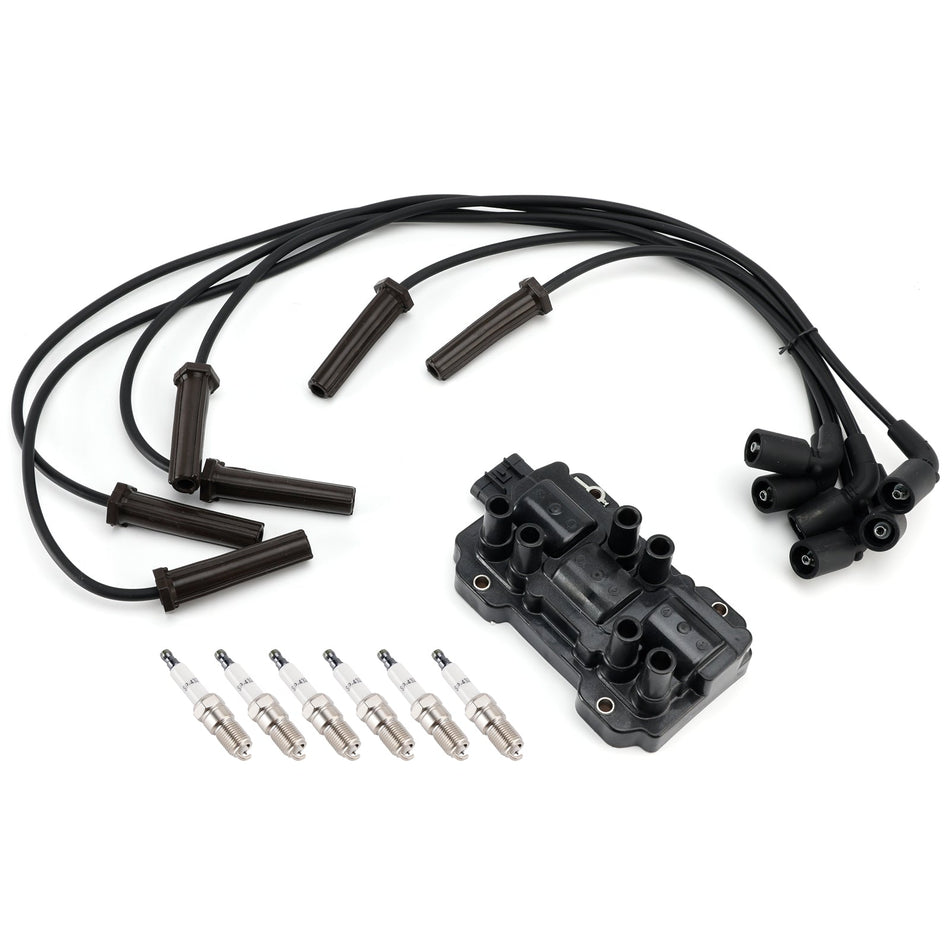 1x Zündspule + 6x Zündkerzen + 6x Zündkabelsatz UF434 für Chevrolet, GMC, Pontiac