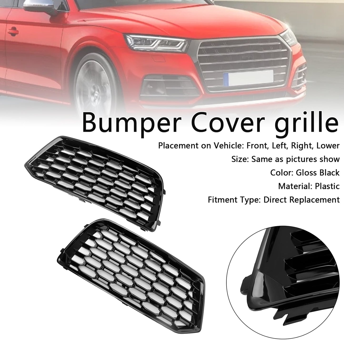 2018-2022 Audi Q5 Mesh 2PCS Front Sto?stange Abdeckung Grill Grille Lünette Einsatz