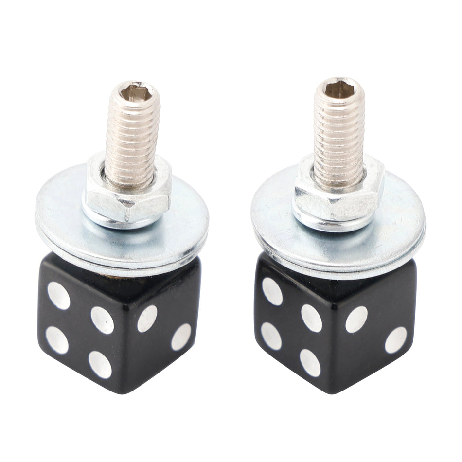 2x Custom DICE Kennzeichenschraube Schwarz Kunststoff Motorrad Chopper Bobber