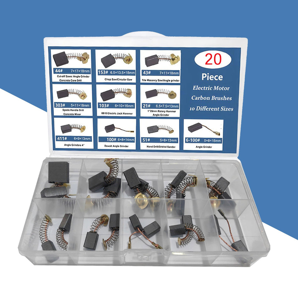 20Pcs Elektromotor Kohlebürsten 10 Größen Ersatz Reparatur Power Tool Teil