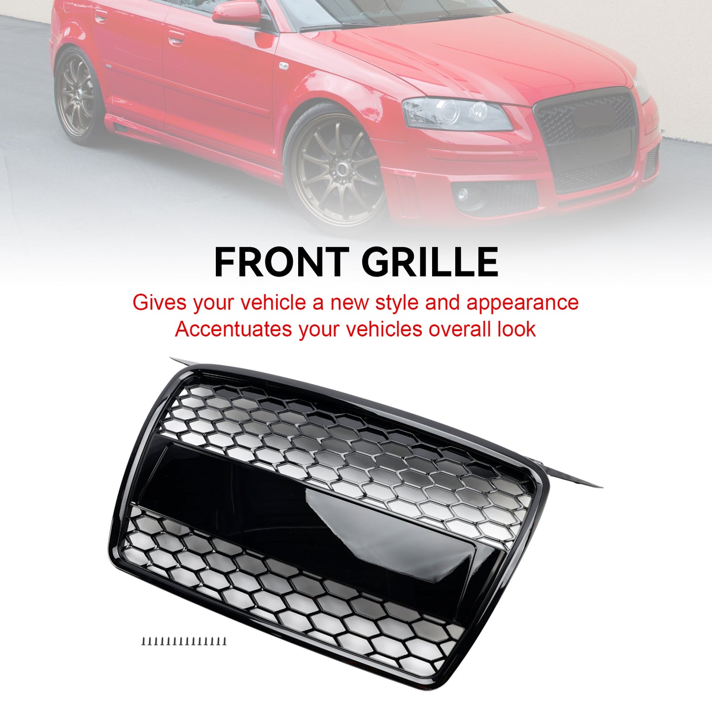 Kühlergrill Wabengrill Front Tuning Grill Emblemhalter Für Audi A3 8P 2004-2008