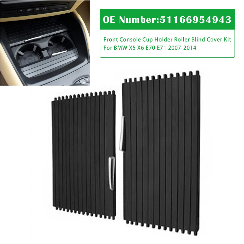 2Pcs Tasse Konsole Halter Rollo Abdeckung Fach Für BMW X5 X6 E70 E71 2007-2014