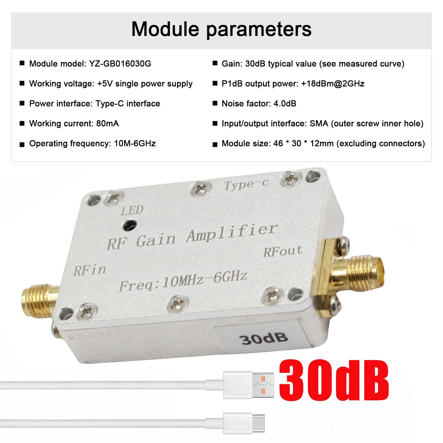 10M-6GHz HF-Verst?rker 10dB 20dB 30dB 40dB High Gain Treiber Empfangsverst?rker