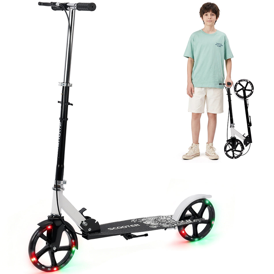 Faltbarer Pendler-Tretroller Erwachsene/Jugendliche Doppel-Sicherheitsbremsen rutschfestes Trittbrett 8" massive leuchtende PU-Reifen