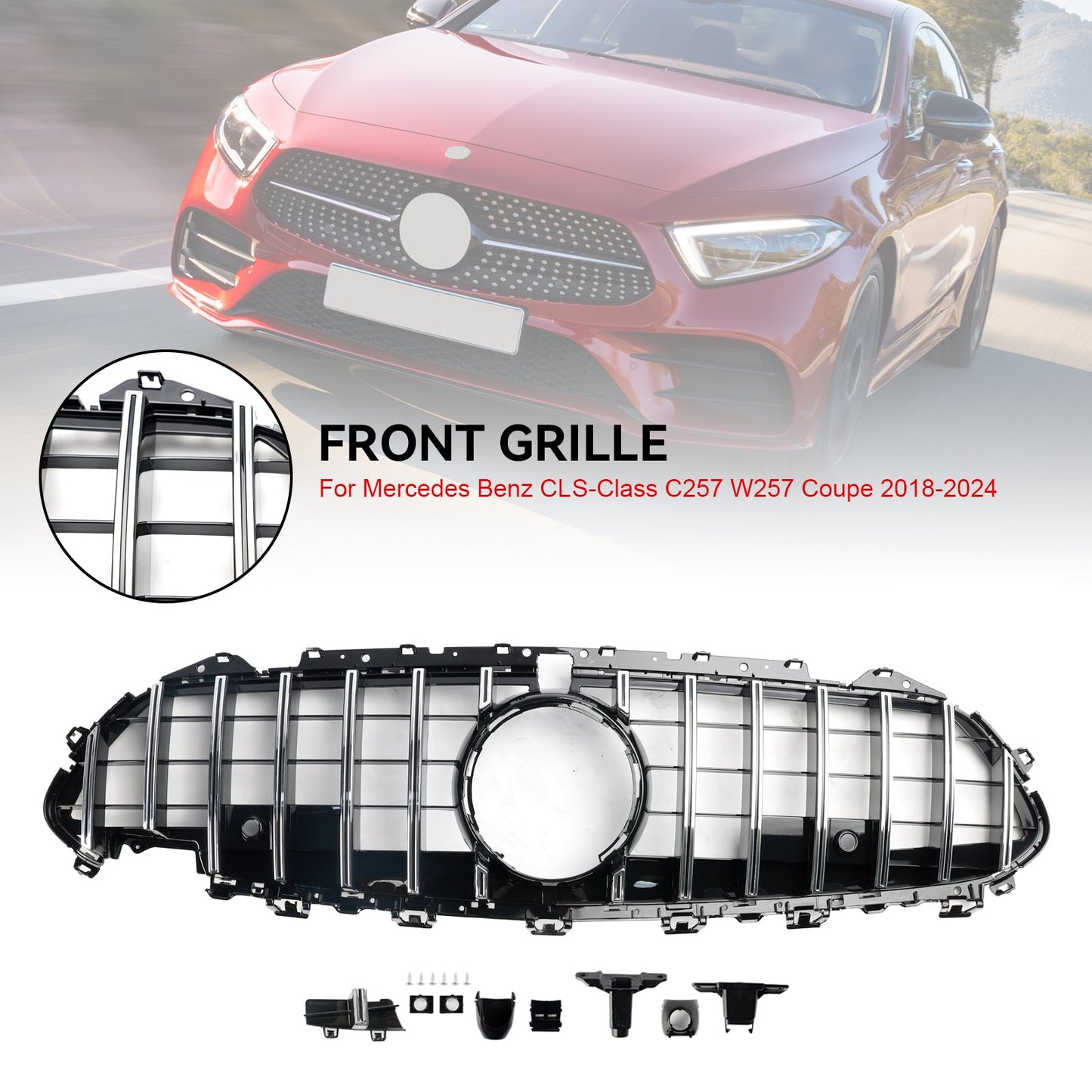 2018-2024 Mercedes CLS C257 W257 Coupé Chrom Kühlergrill für die Frontstoßstange