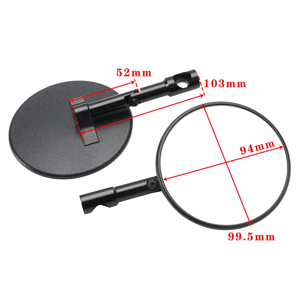 SCHWARZES, RUNDES PAAR LENKERSPIEGEL SUPERBIKE SUPERMOTO LENKERENDSPIEGEL M8 M10