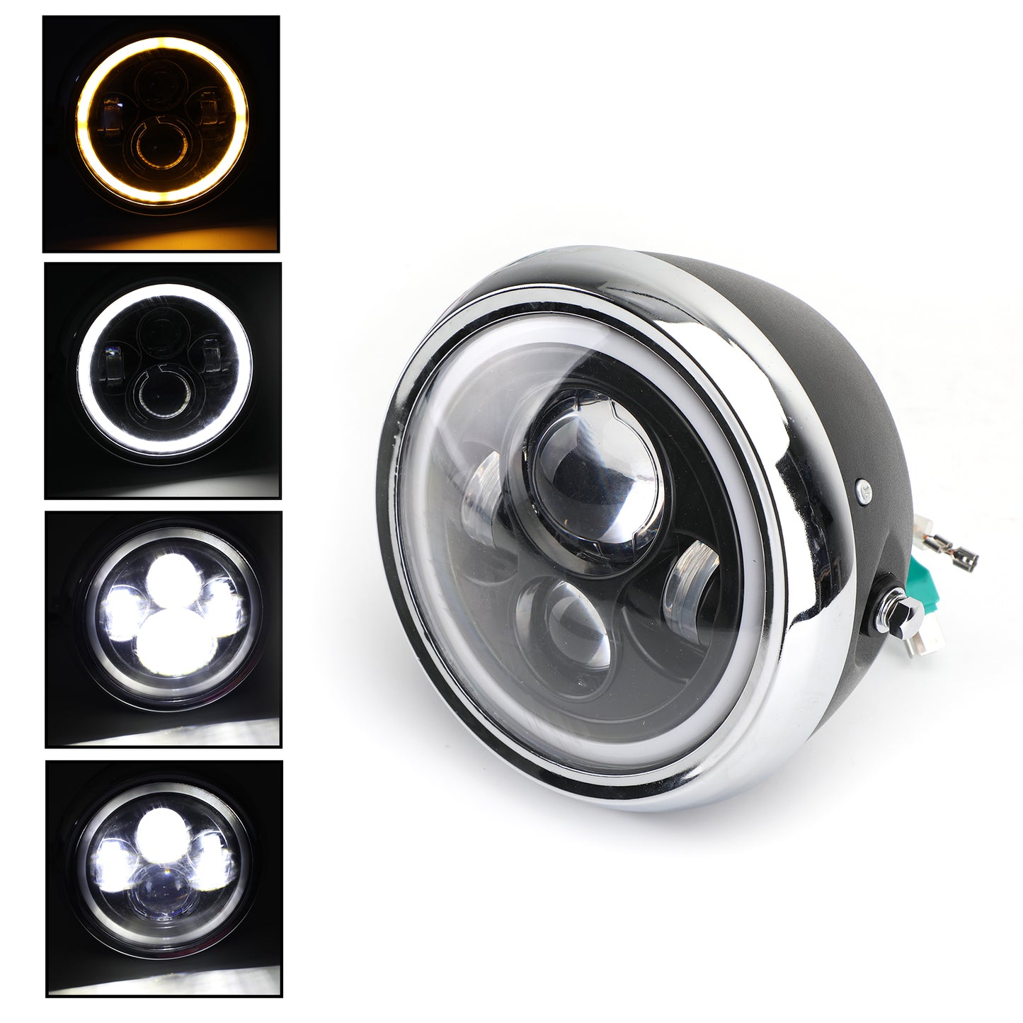 7 Zoll LED-Scheinwerfer High/Low + DRL für Motorrad Dyna Cafe Racer Bobber