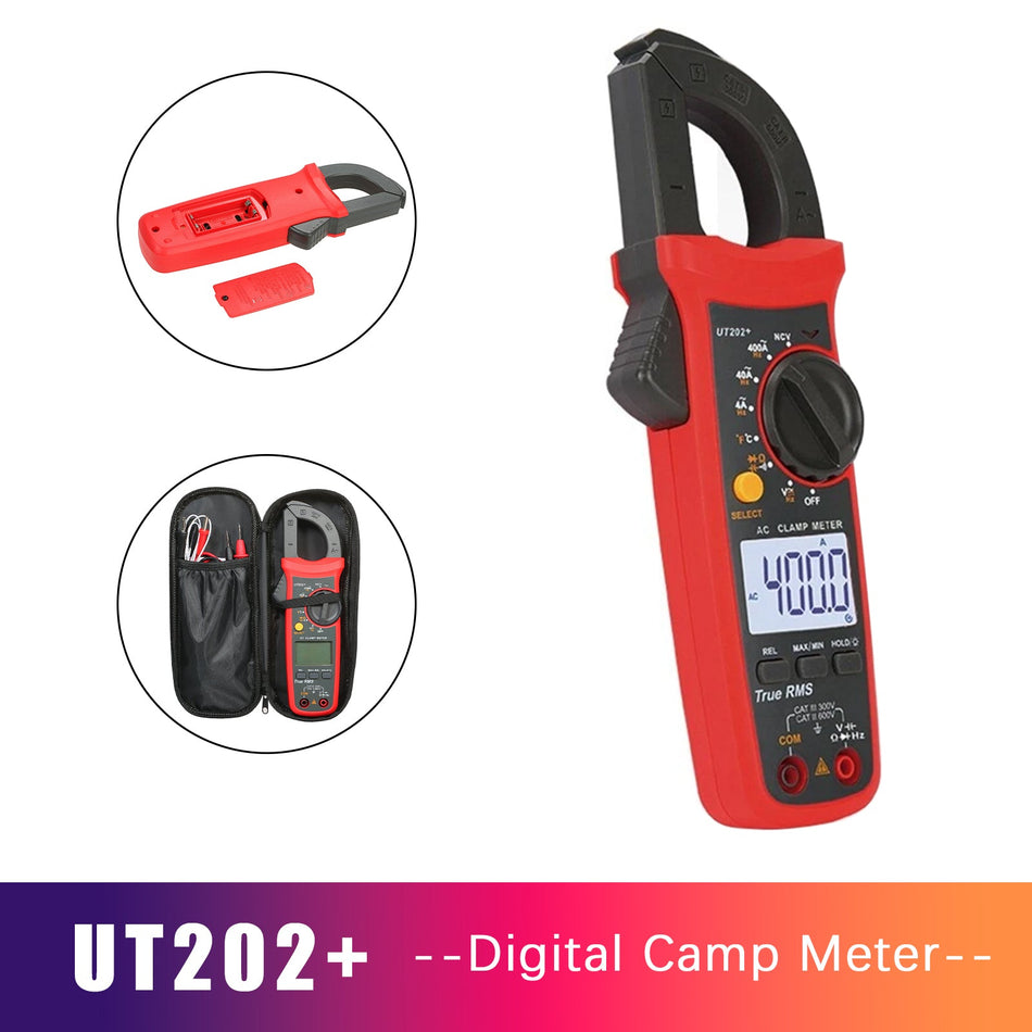 UT202+ Tragbares Multimeter mit automatischer Bereichswahl, True-RMS-Zangenmessgerät und LCD-Anzeige