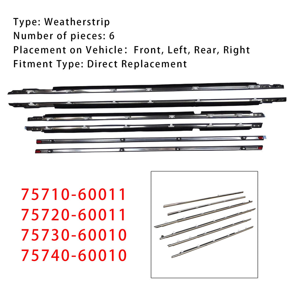 1991-1997 Toyota Land Cruiser 80er Serie 6-teiliges Türleisten-Set 75710-60011 75720-60011