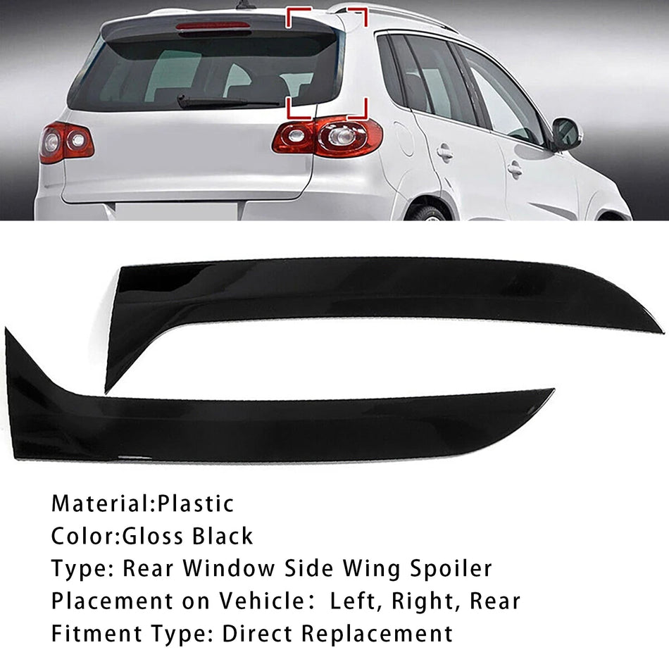 2007–2016 VW Tiguan MK1 schwarz glänzend Paar Heckscheibe Seitenflügel Spoiler