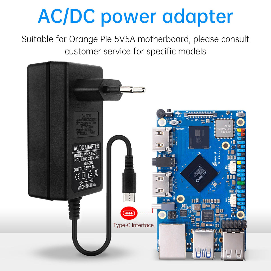 Orange Pi 5Pro Netzteil Typ-C 5V5A Netzteil Geeignet für OrangePi 5MAX/CM5 EU Stecker