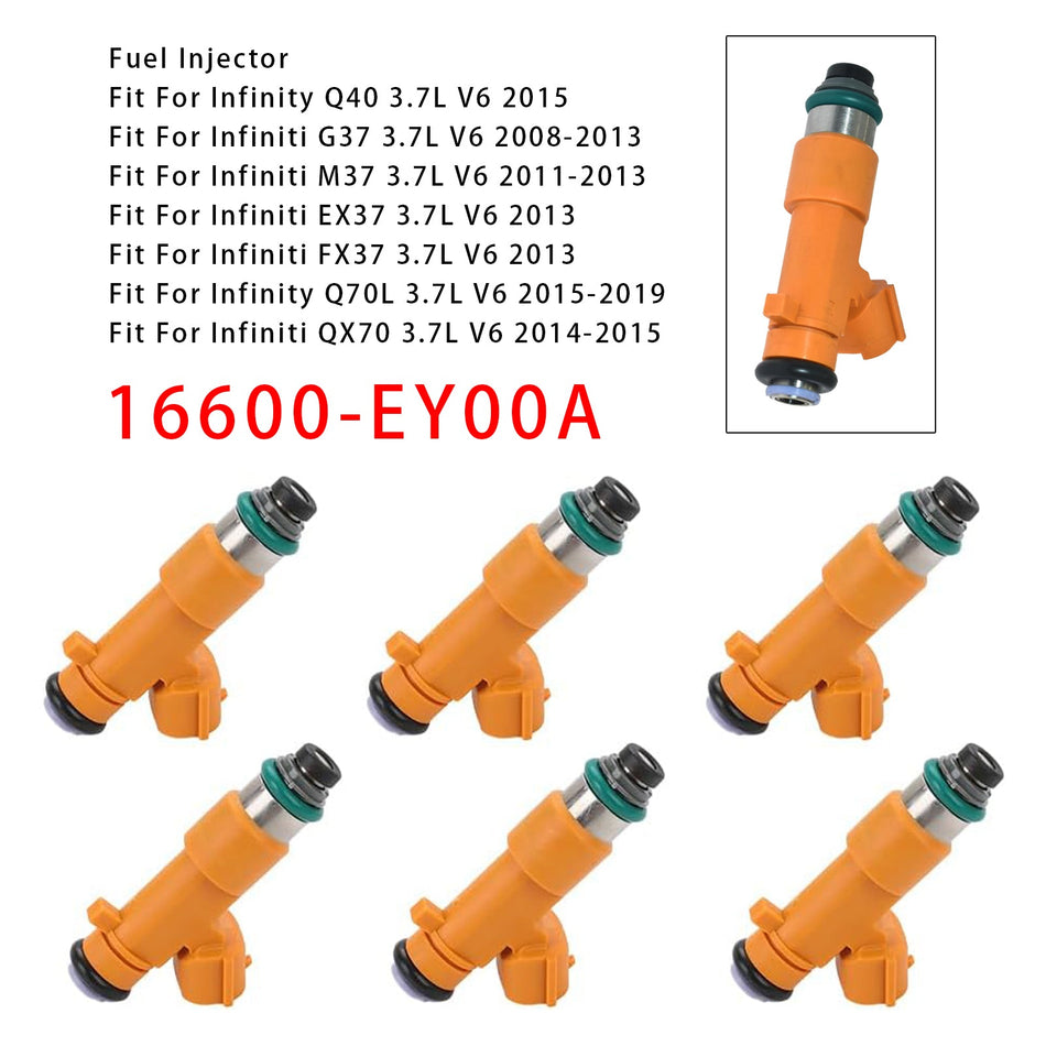 6 Stück Einspritzdüsen für Infiniti G37 Q60 QX70 FX37 Nissan 370Z 3.7L 16600-EY00A